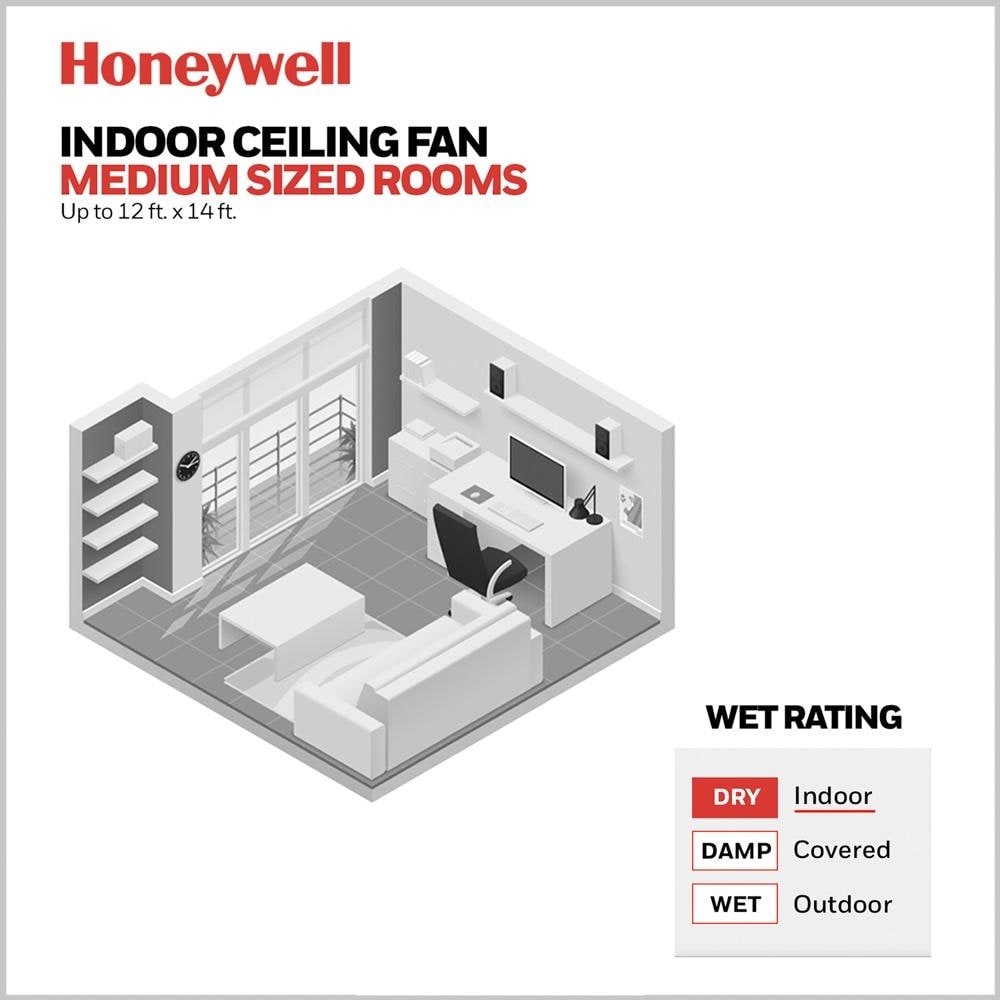 48 Honeywell Carmel Ceiling Fan with Integrated Light and Remote