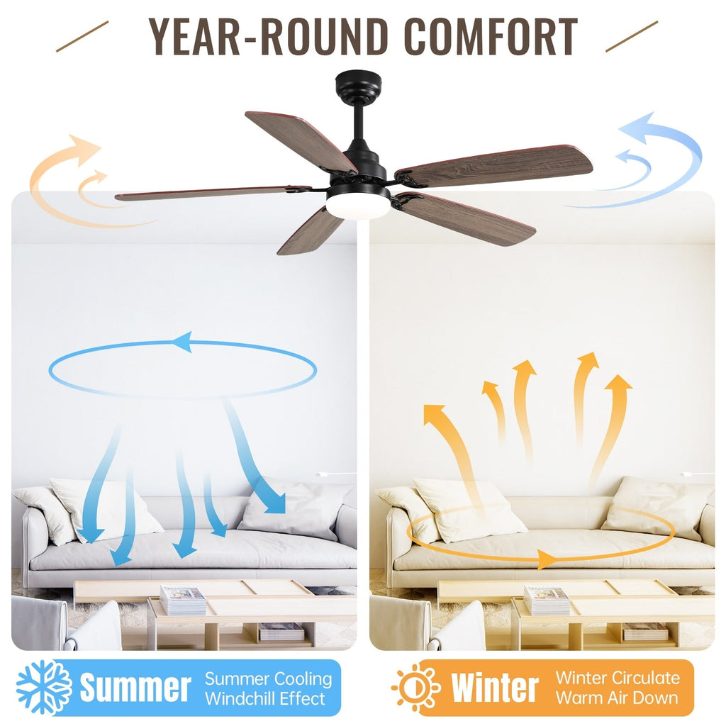 48 and 52 Integrated LED Ceiling Fan with Light and Remote, Reversible DC Motor