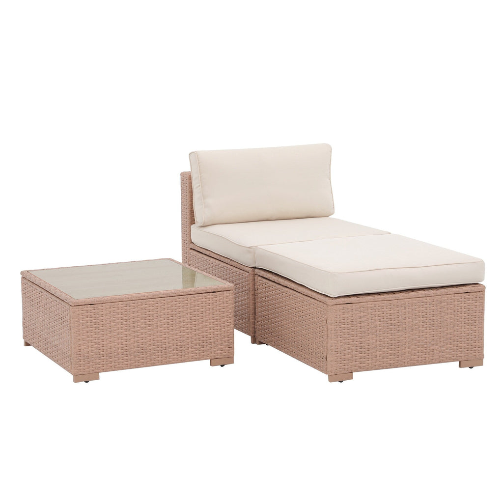5-piece Outdoor Wicker Sectional Sofa Set with Cushions