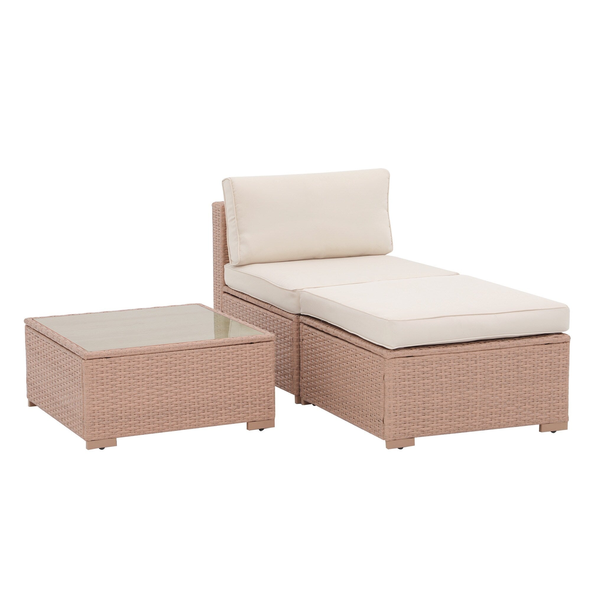 5-piece Outdoor Wicker Sectional Sofa Set with Cushions