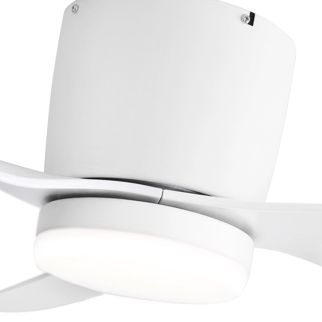 52 Inch Black/White Flush Mount LED Ceiling Fan with Lights Remote(3-Blade)