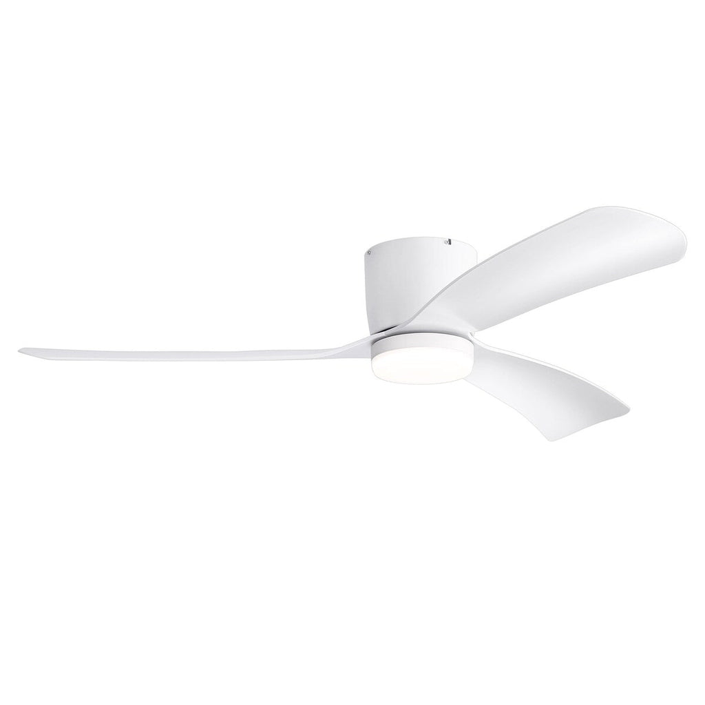 52 Inch Black/White Flush Mount LED Ceiling Fan with Lights Remote(3-Blade)