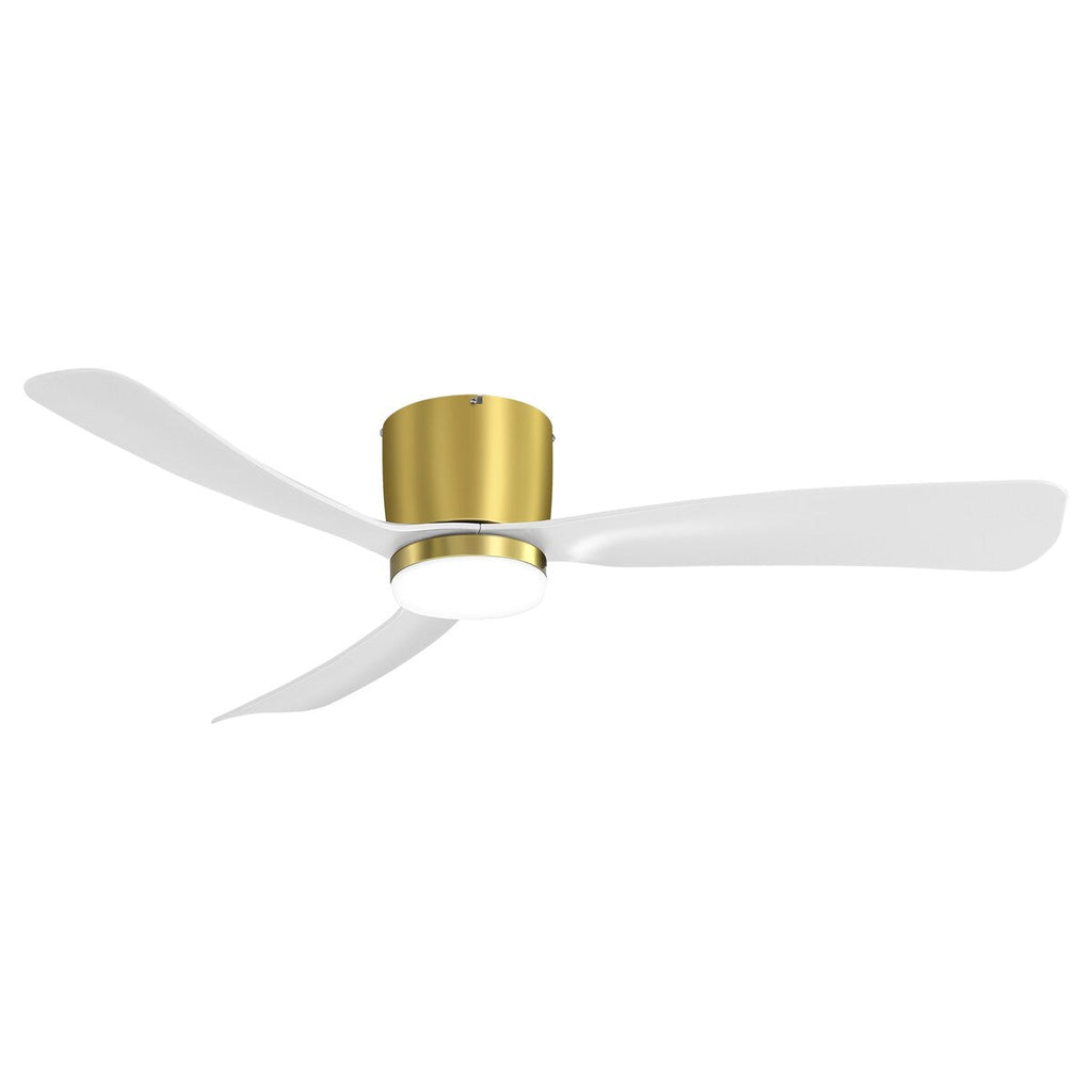 52 Inch Black/White Flush Mount LED Ceiling Fan with Lights Remote(3-Blade)