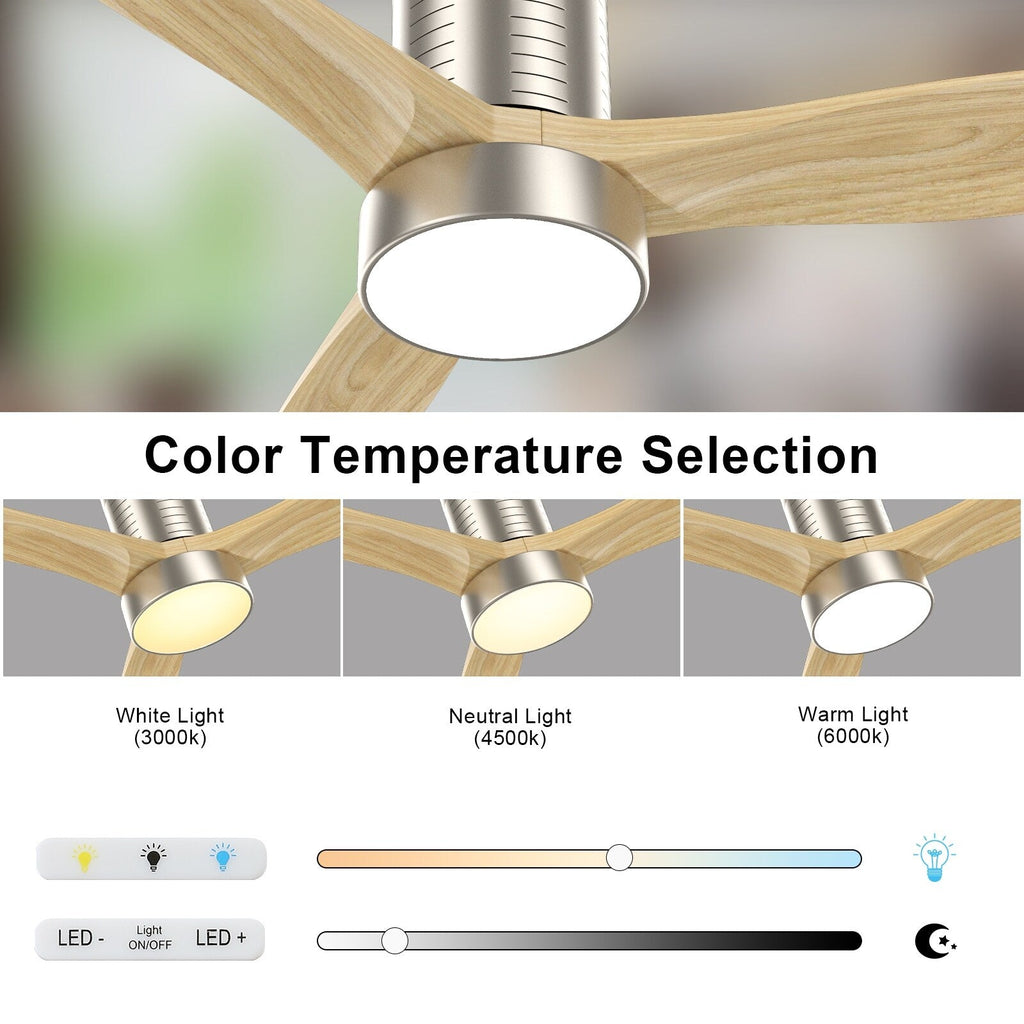52 Inch Farmhouse Style Flush Mount Ceiling Fan with Light and Remote Control, Reversible DC Motor