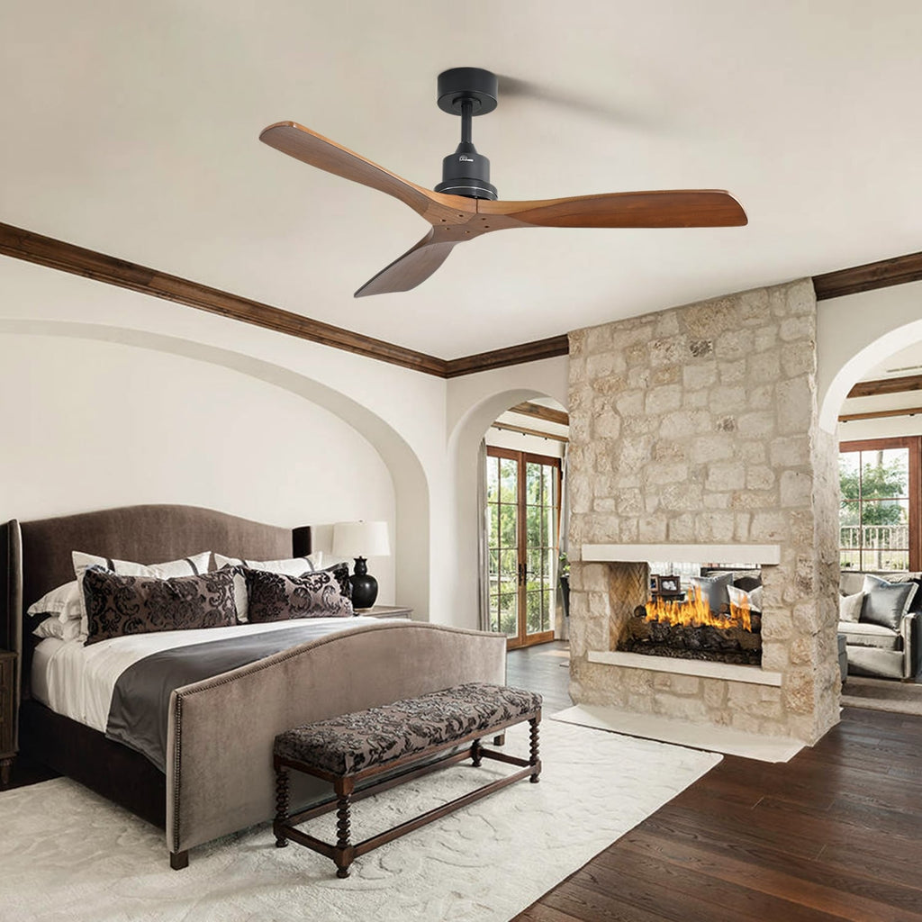 Sofucor 52 Indoor Wood Ceiling Fan Light with Remote, Integrated Light Optional