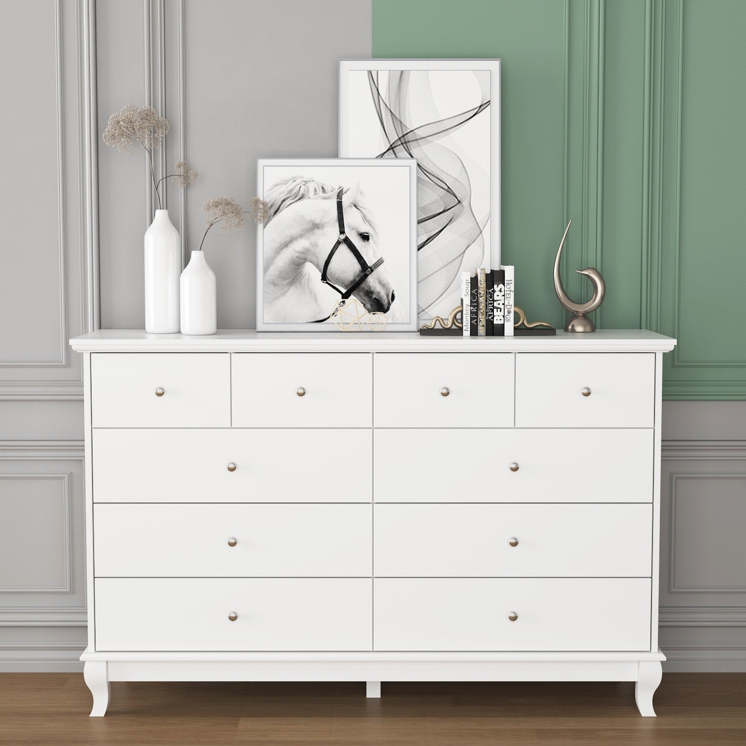 55.1 Wide Double Bedroom Dresser with Storage Drawers