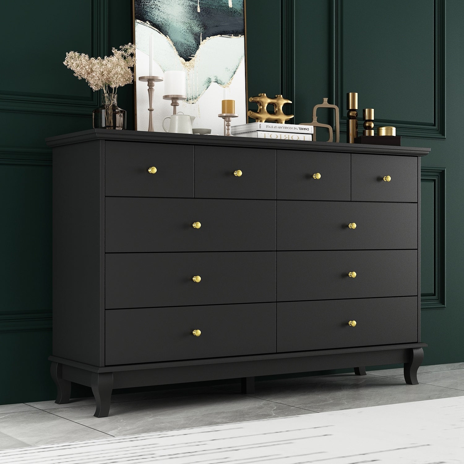 55.1 Wide Double Bedroom Dresser with Storage Drawers