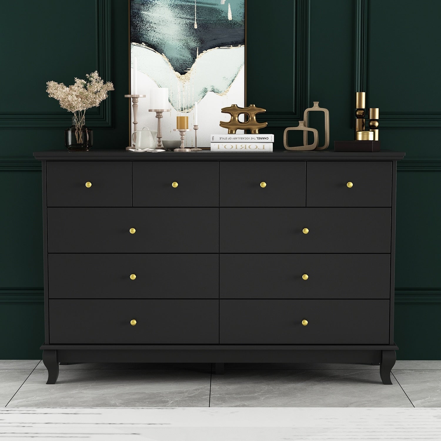 55.1 Wide Double Bedroom Dresser with Storage Drawers