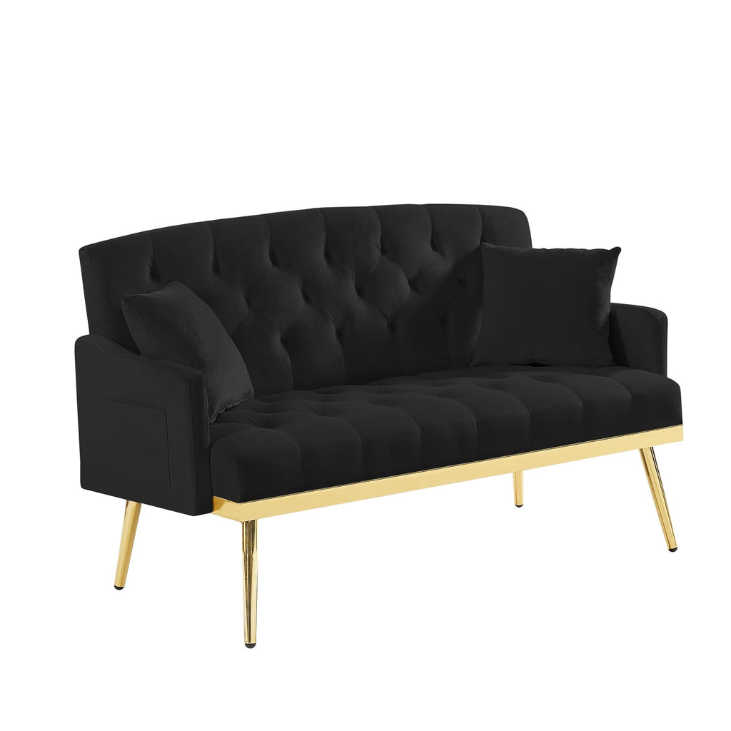 55.5 Velvet 2-Seater Sofa with 2 Pillows, Contemporary Design, and Easy Assembly
