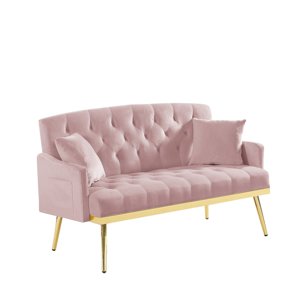 55.5 Velvet 2-Seater Sofa with 2 Pillows, Contemporary Design, and Easy Assembly