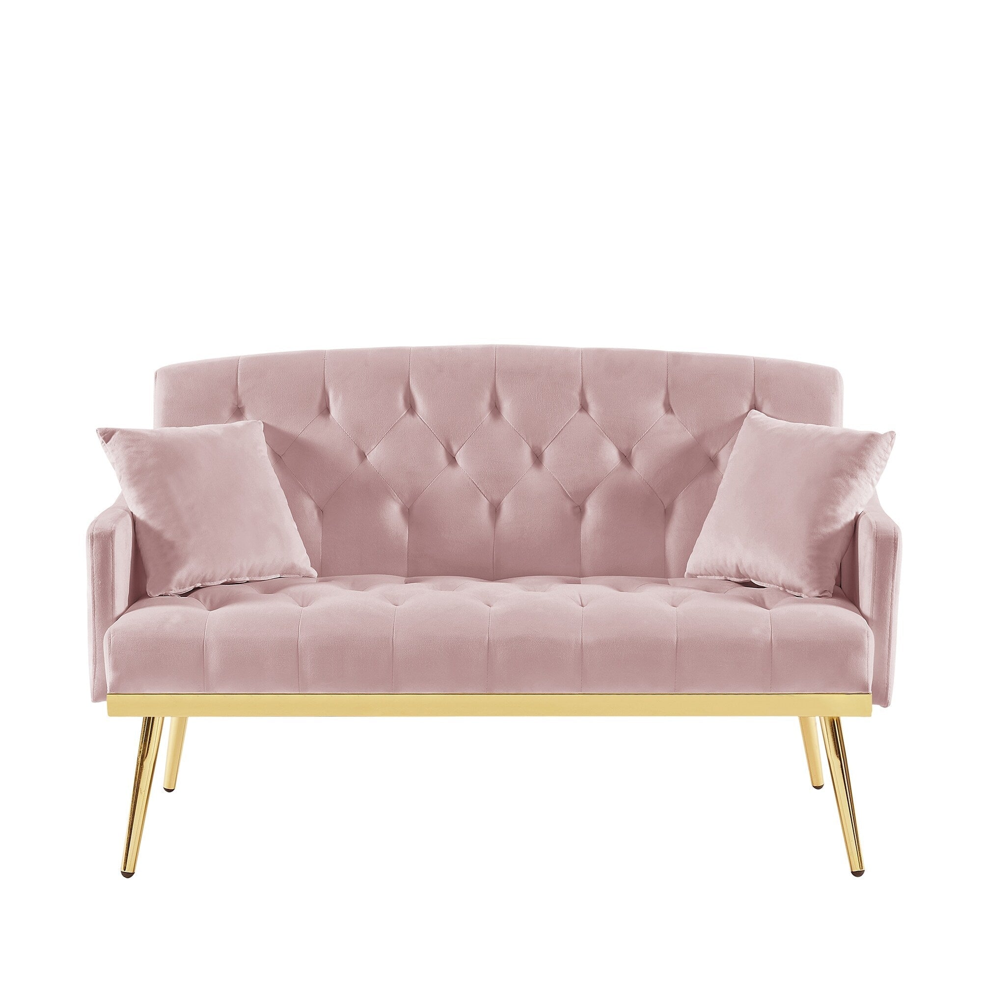 55.5 Velvet 2-Seater Sofa with 2 Pillows, Contemporary Design, and Easy Assembly
