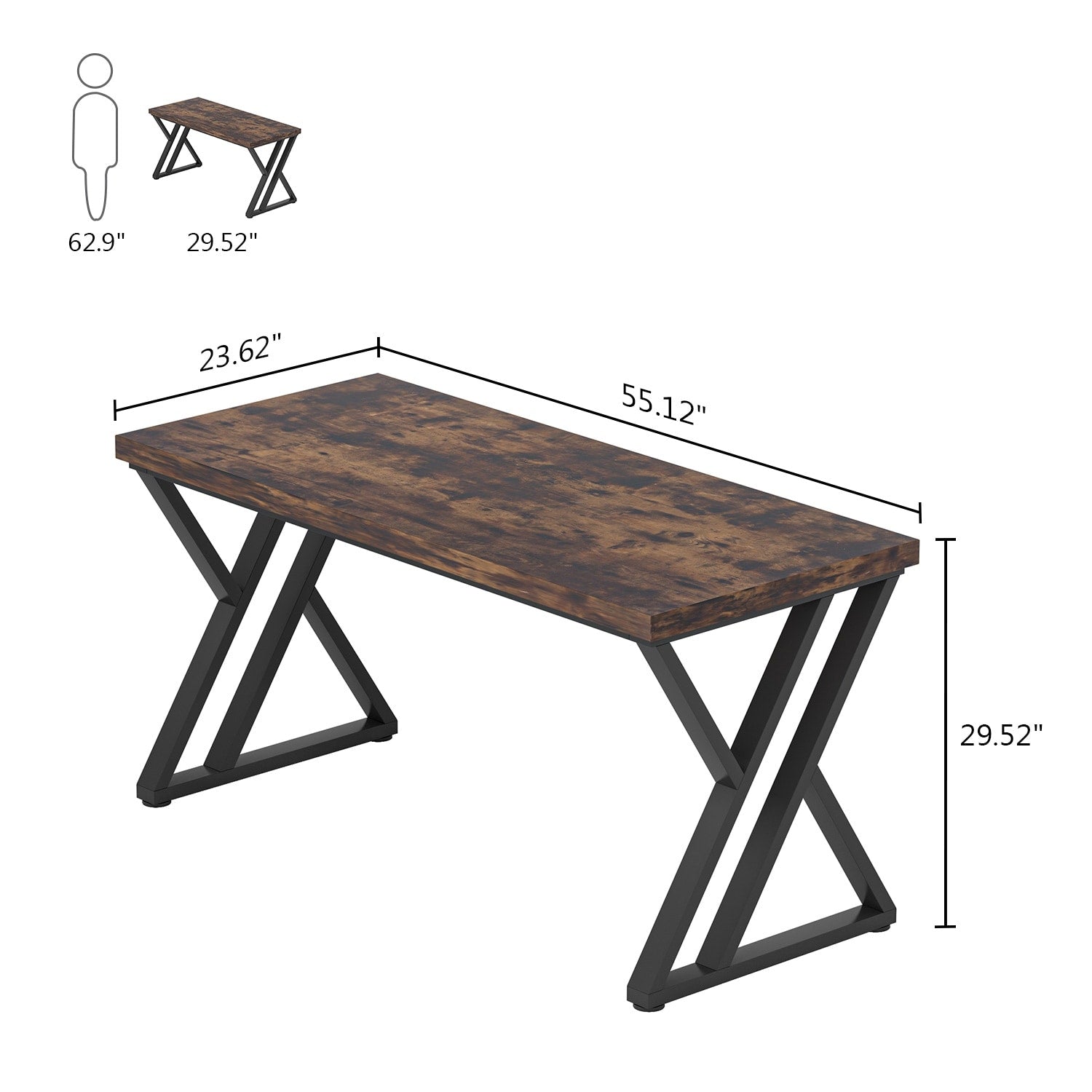 55 Heavy Duty Computer Desk, Office Desk