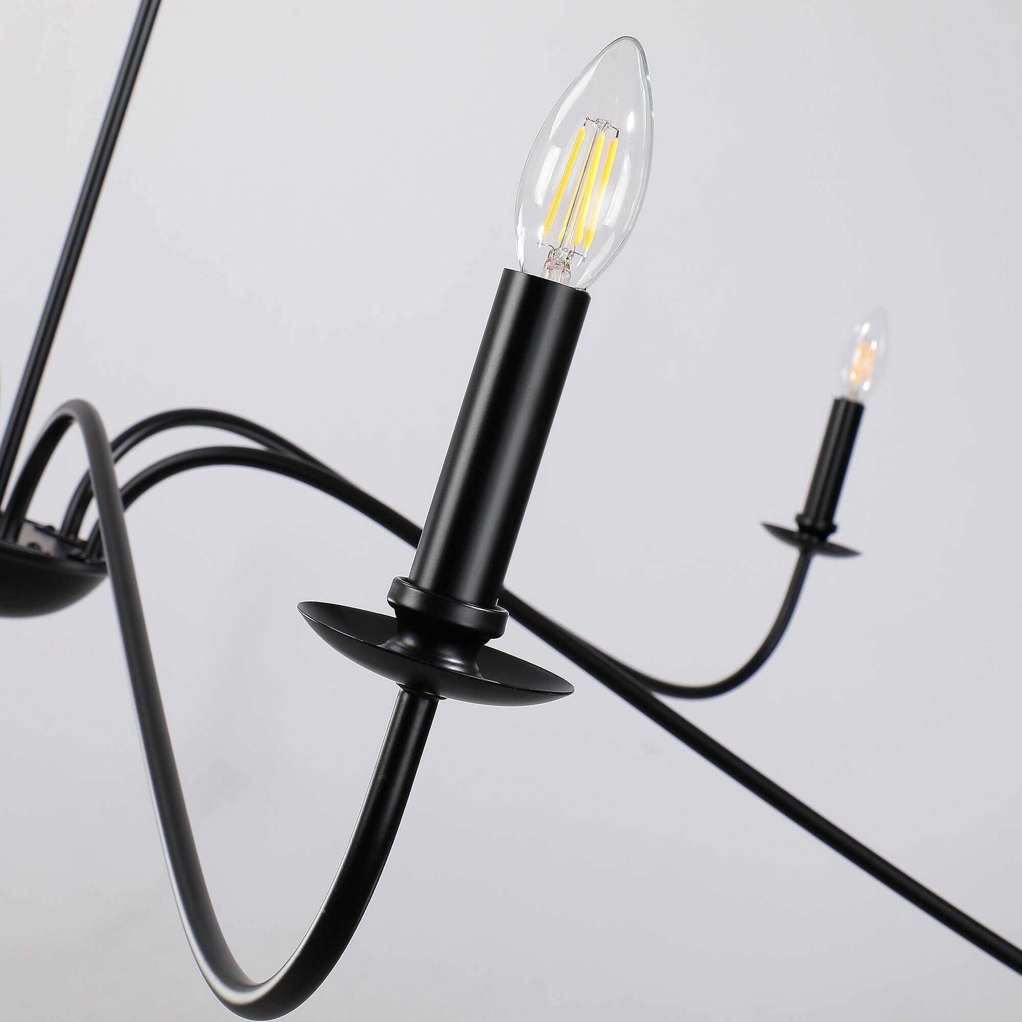 6 Light 64 Inches Minimalist Chandelier in Matte Black / Gold /Chrome - N/A