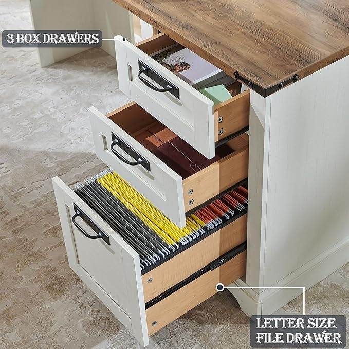 60 Farmhouse L Shaped Executive Desk, Wood Corner Desk, Computer Desk