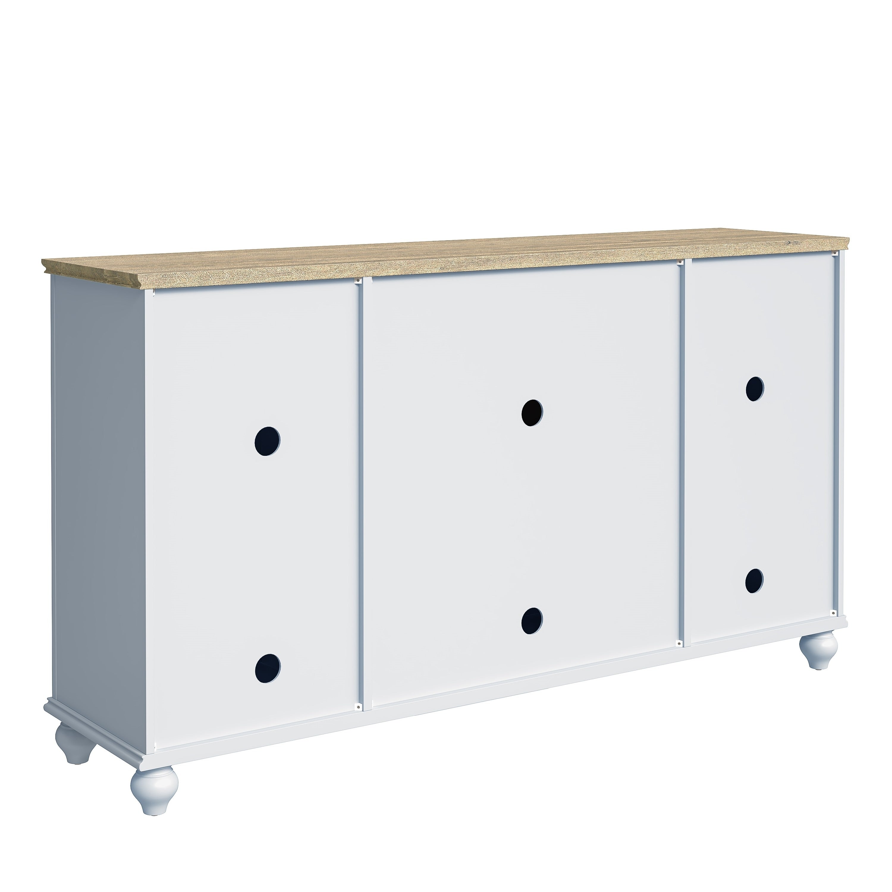 63 Vintage Style Wood Kitchen Accent Buffet Sideboard Cabinet - 63 in Width