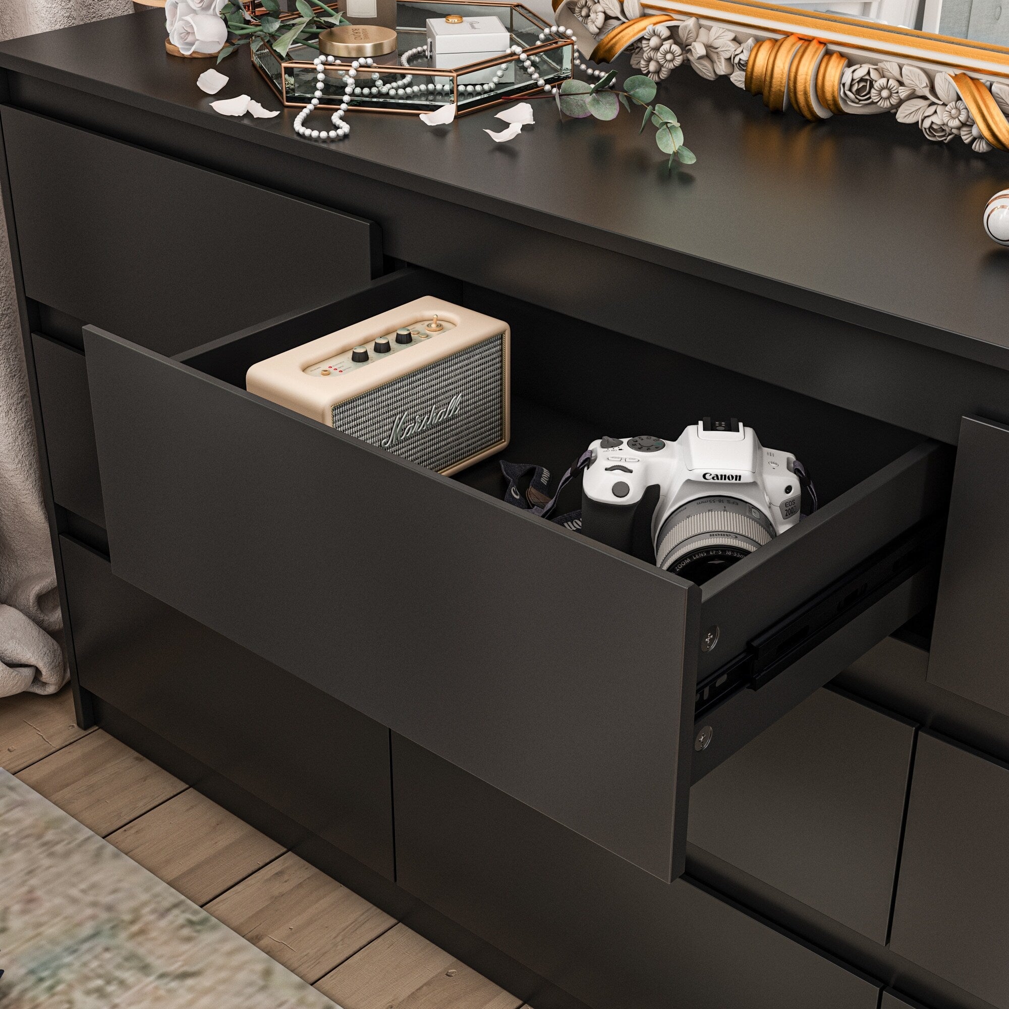 63W 9 Drawer Dresser Accent Dresser for Living Room Bedroom Chest