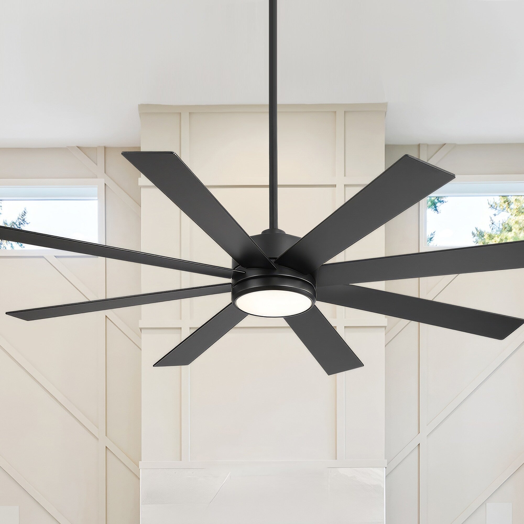 65 Inch 8-Blade Black LED Ceiling Fan with Light and Remote