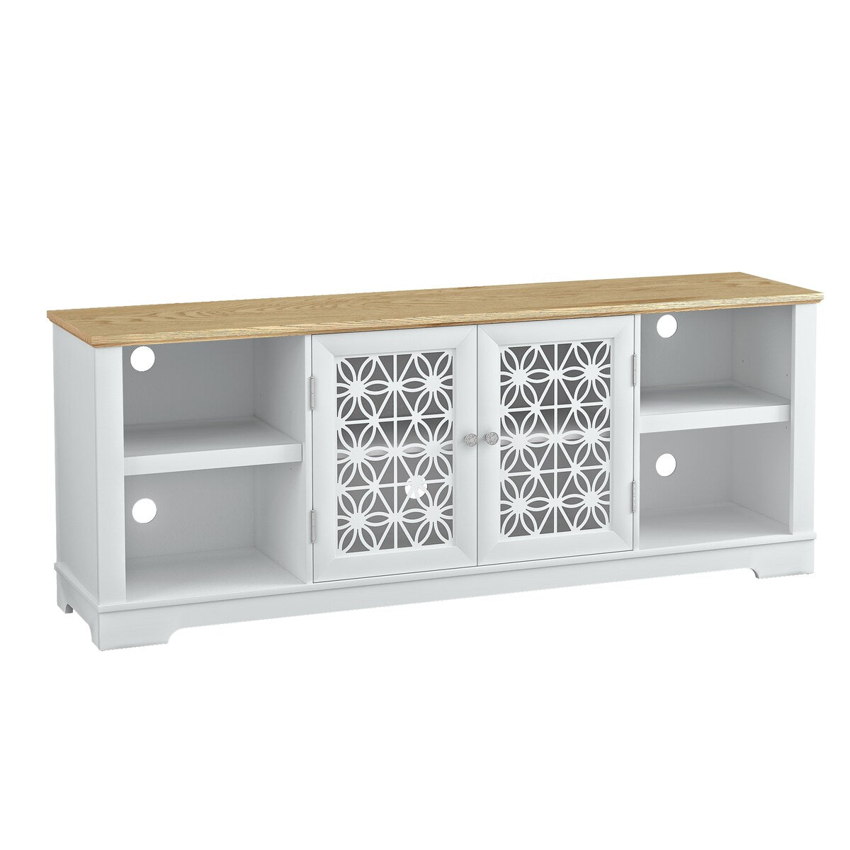 70 in. Rustic Decorative Floral Door TV Stand for up to 80 TVs