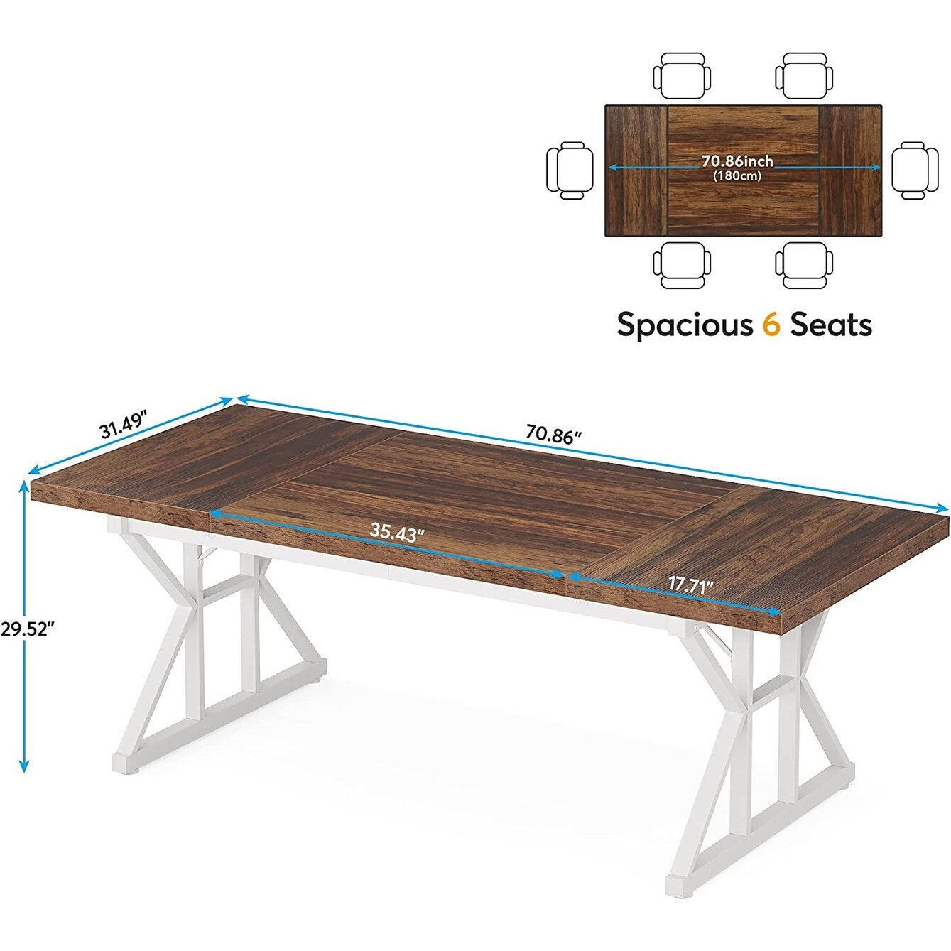 70.8-Inch Executive Desk, Large Computer Office Desk Workstation