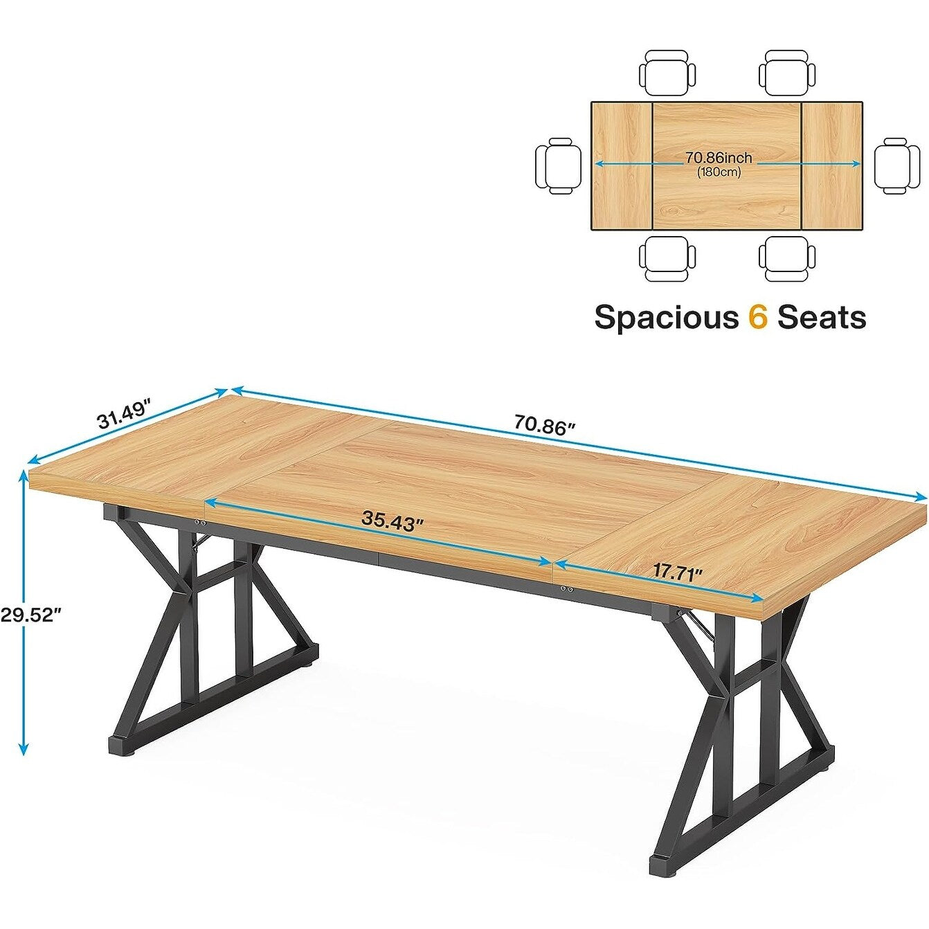 70.8-Inch Executive Desk, Large Computer Office Desk Workstation