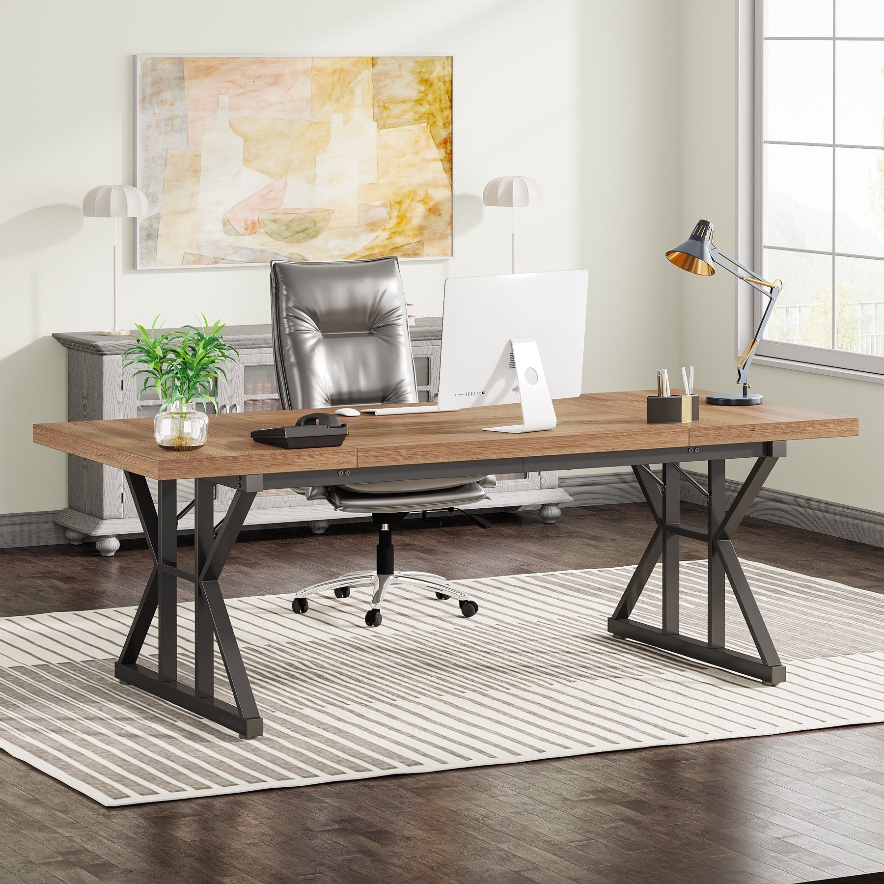 70.8-Inch Executive Desk, Large Computer Office Desk Workstation