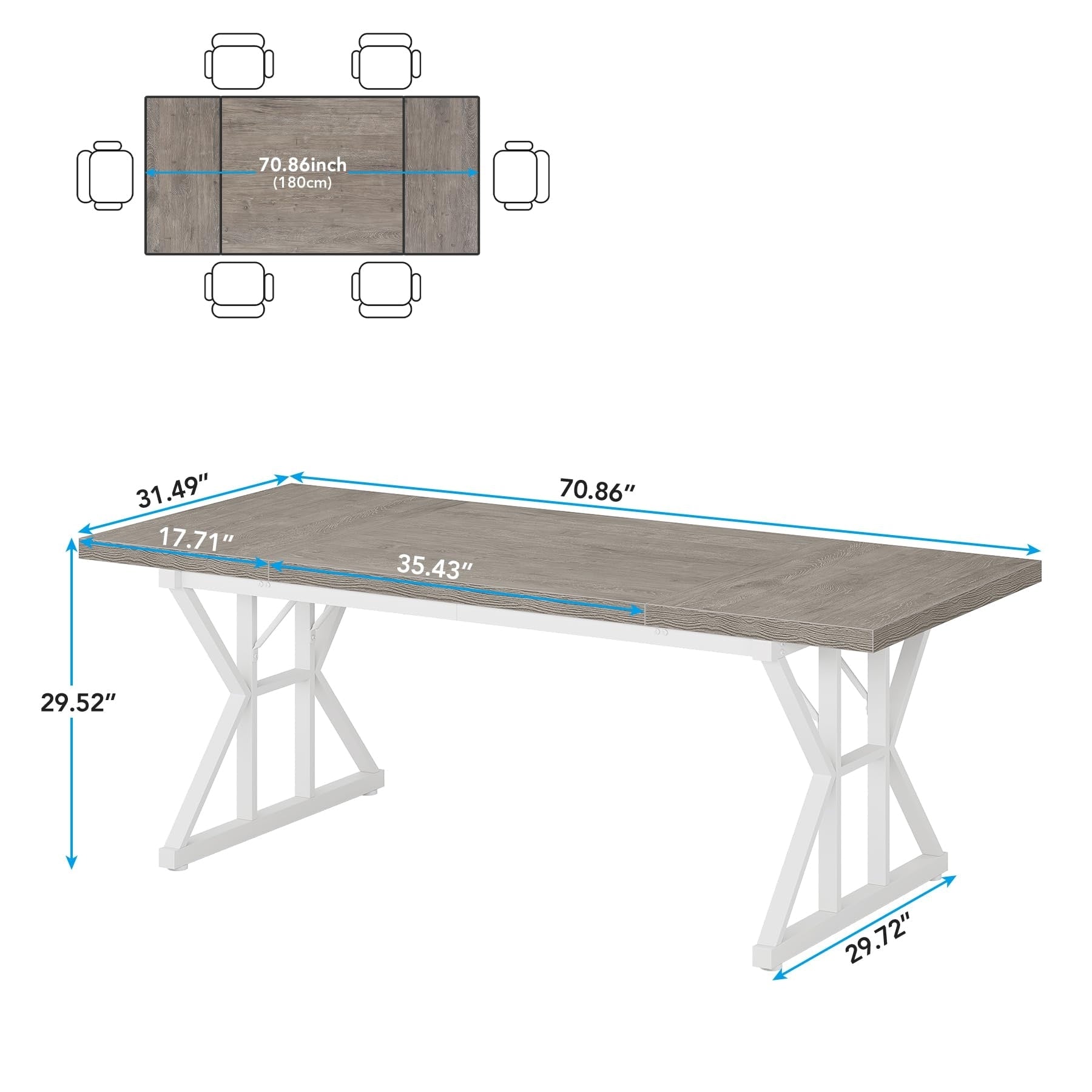 70.8-Inch Executive Desk, Large Computer Office Desk Workstation