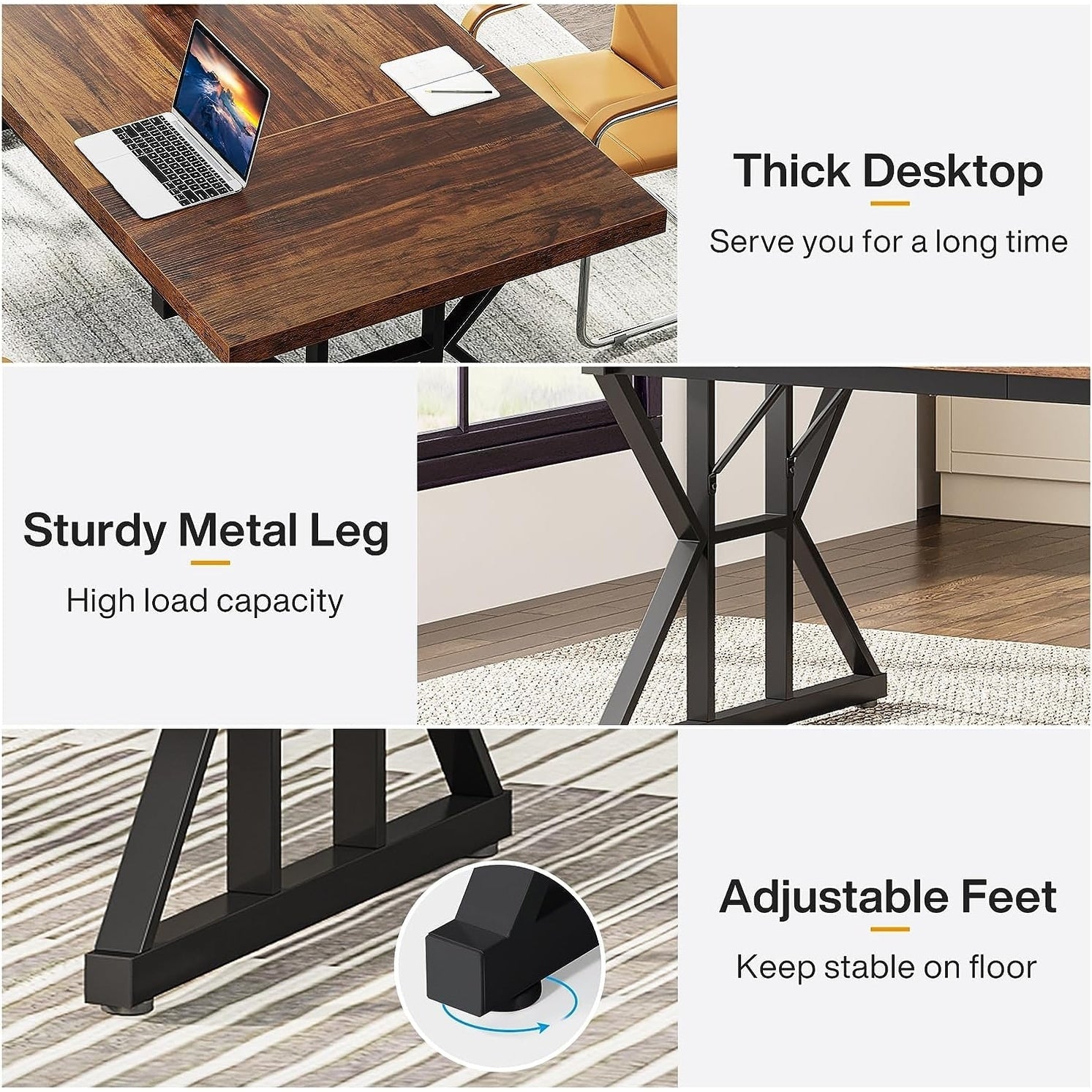 70.8-Inch Executive Desk, Large Computer Office Desk Workstation