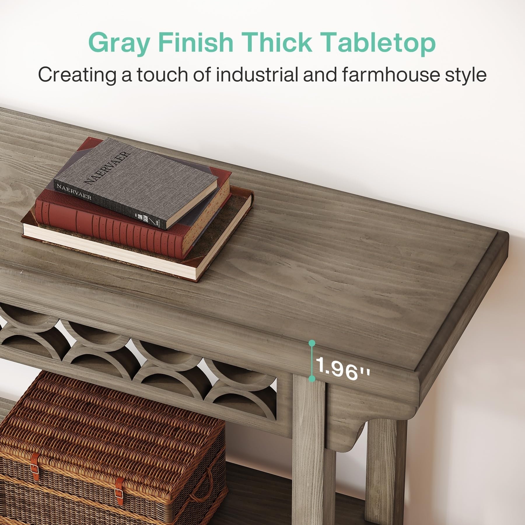 70.8 Inch Farmhouse Solid Wood Long Console Table Sofa Table
