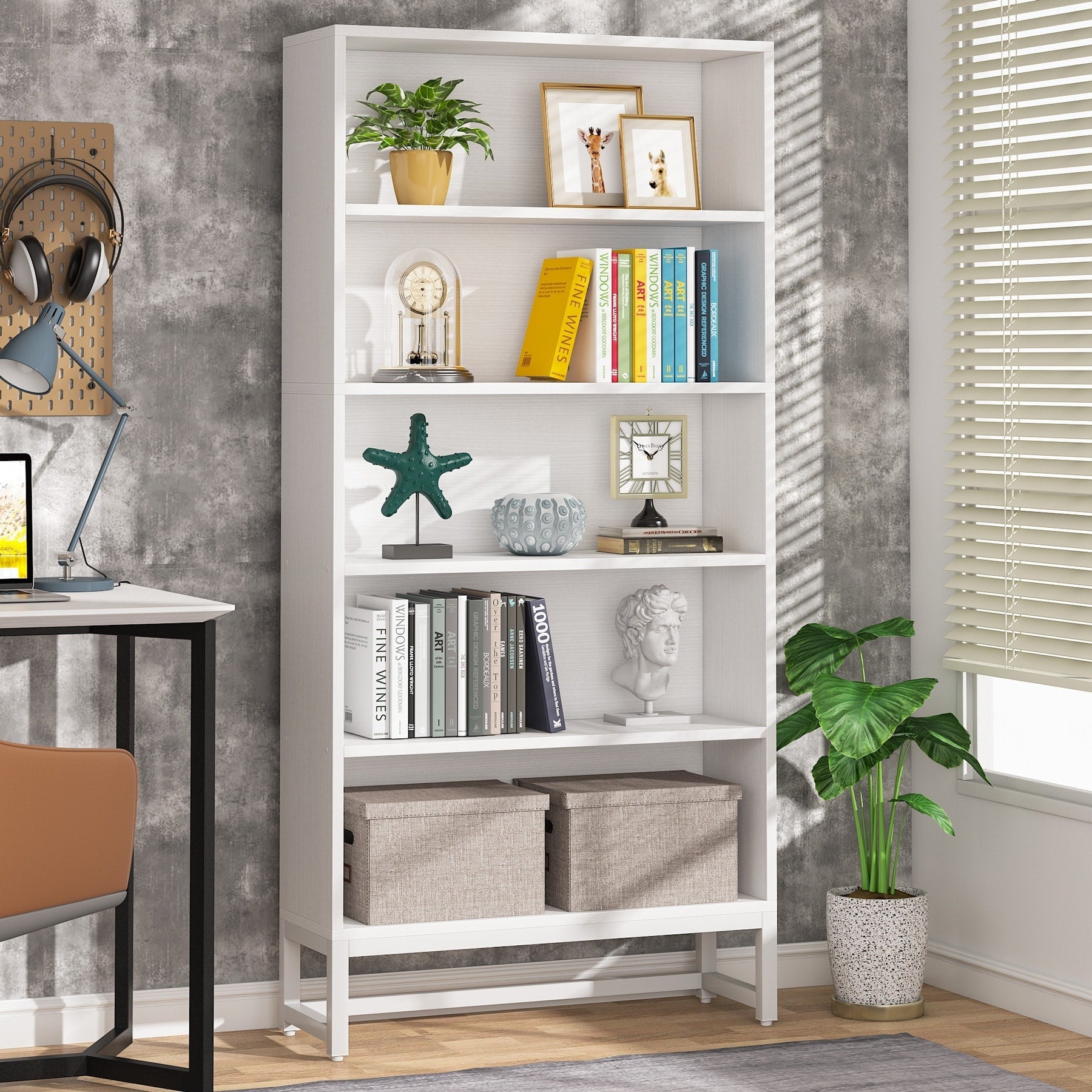 70.8 Inches Tall Bookcase and Bookshelf, 5-Tier Large Bookcases - 11.81D x 31.5W x 70.87H