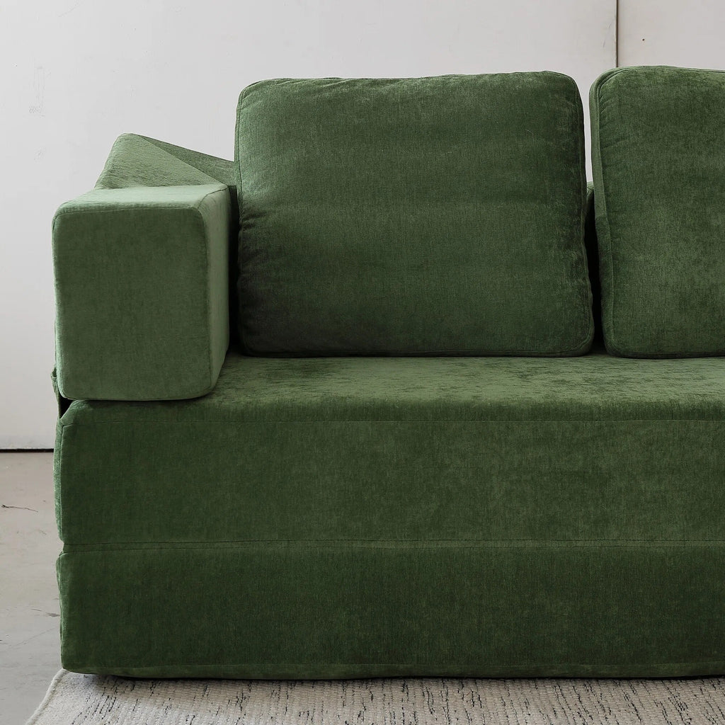 70.87 Upholstered Convertible Sleeper Sofa, Convertible Chair Floor Couch Comfy Sofa for Living Room, Bedroom, Chenille Fabric