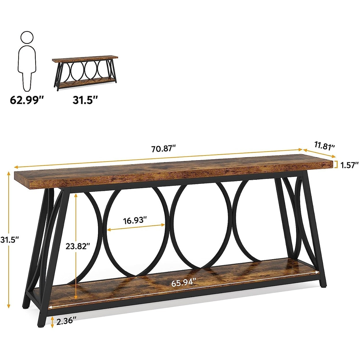 70.9 inch Extra Long Console Table Sofa Accent Table for Living Room
