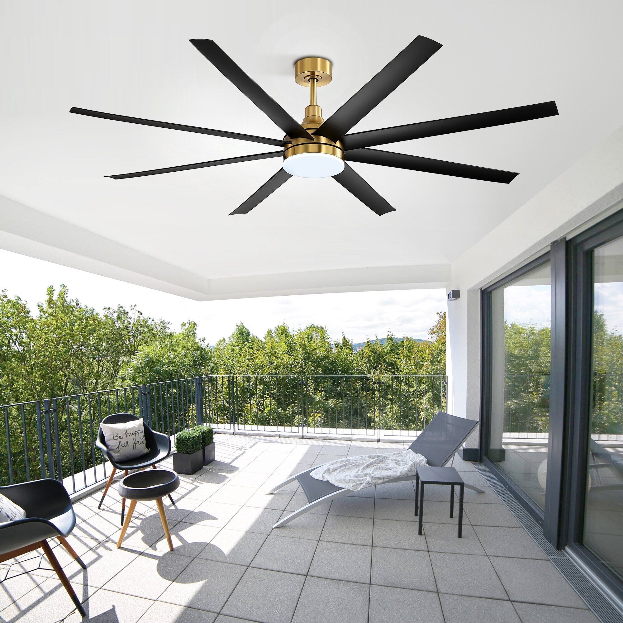 72 Large Ceiling Fans with LED Light Remote Control-8 Blade - 72 Inch