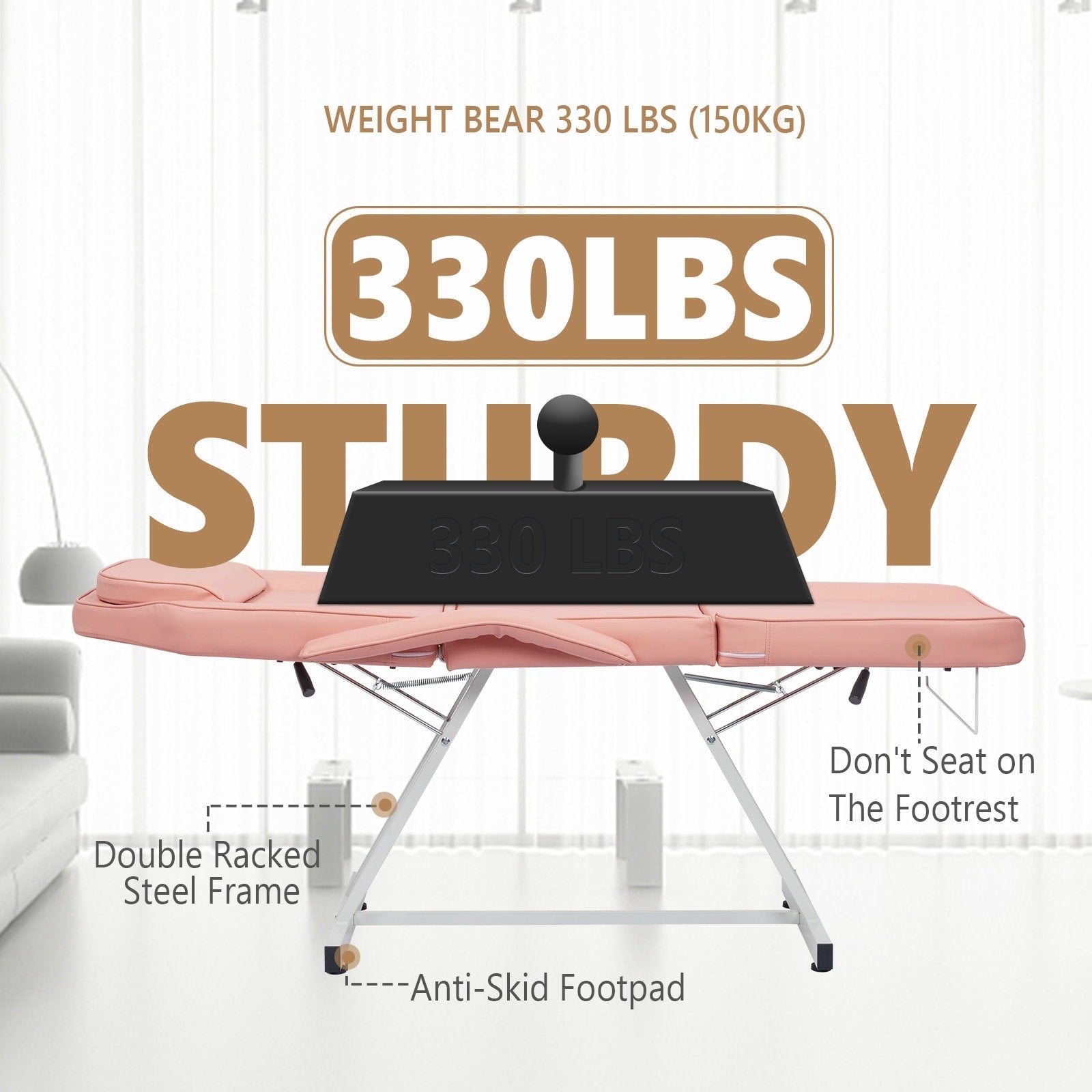 73 Adjustable Beauty Salon Spa Massage Bed Tattoo Chair with Stool