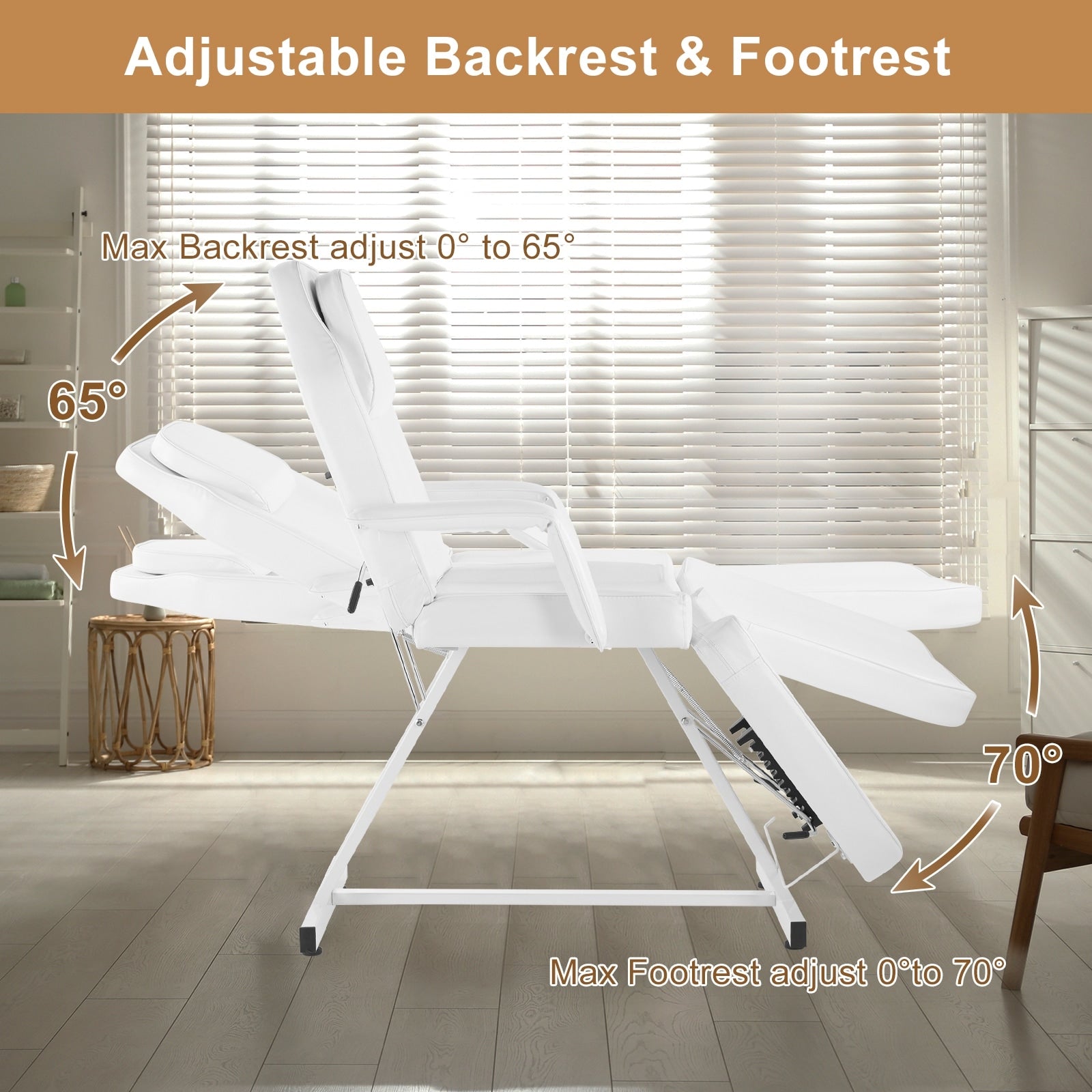73 Adjustable Beauty Salon Spa Massage Bed Tattoo Chair with Stool