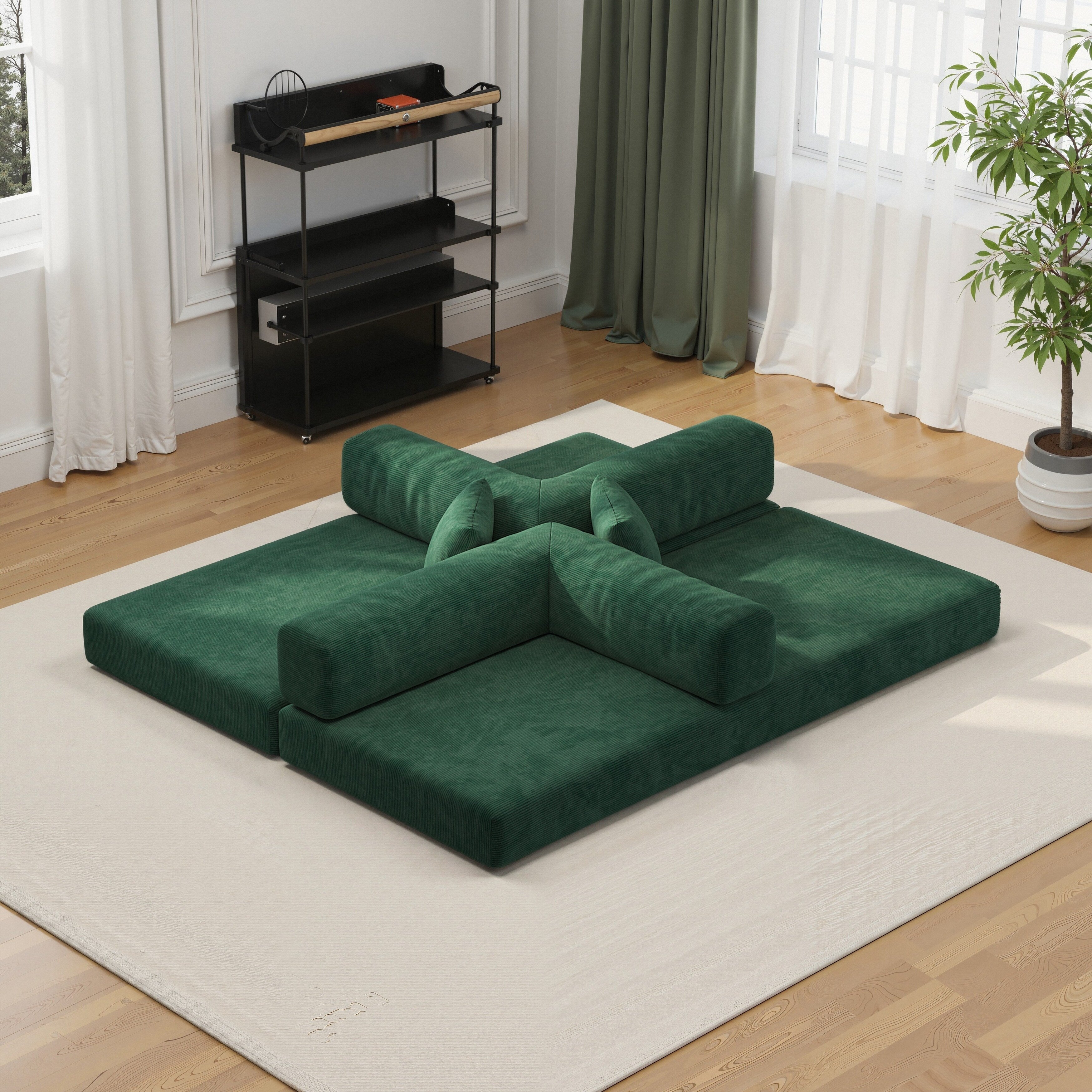 78.8inch Modular Sectional Sofa, Convertible Pudding Block Sofa, Floor Standing Sofa Bed Arm Comfort Sofa Bed
