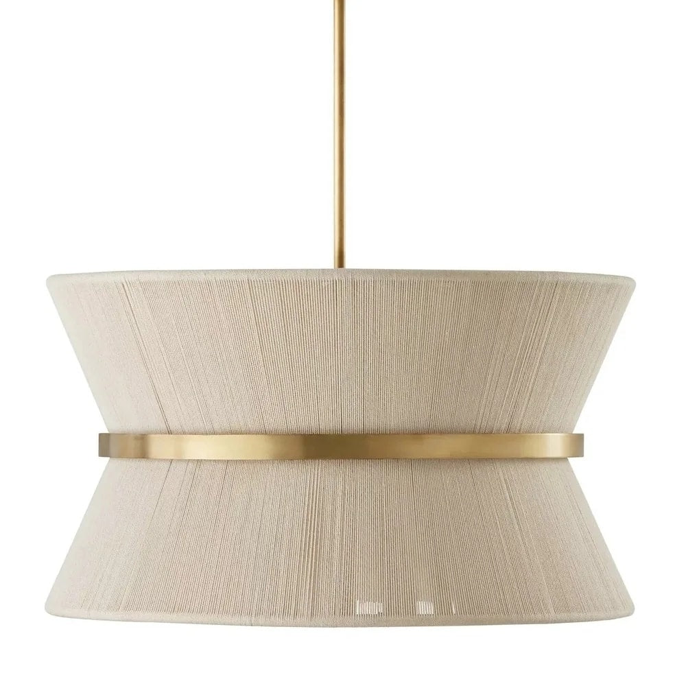 8-Light Modern Boho Large Drum Chandelier 24 inch Fabric Hourglass Hand-woven Chandelier in Gold/ Black for Dining/ Living Room