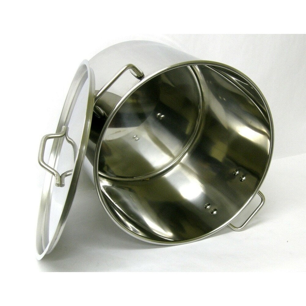 80QT Heavy Duty Stainless Steel Stock Pot with Steamer Rack