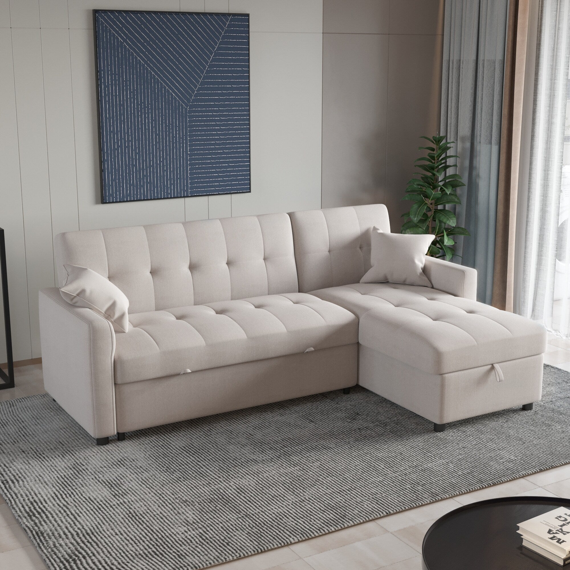 82'' Wide Reversible Sleeper Sofa & Chaise