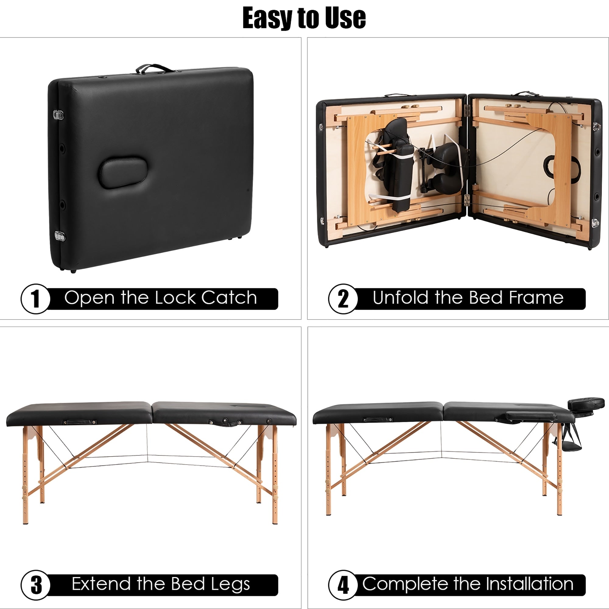 84''L Portable Massage Table Adjustable Facial Spa Bed Tattoo w/ Carry