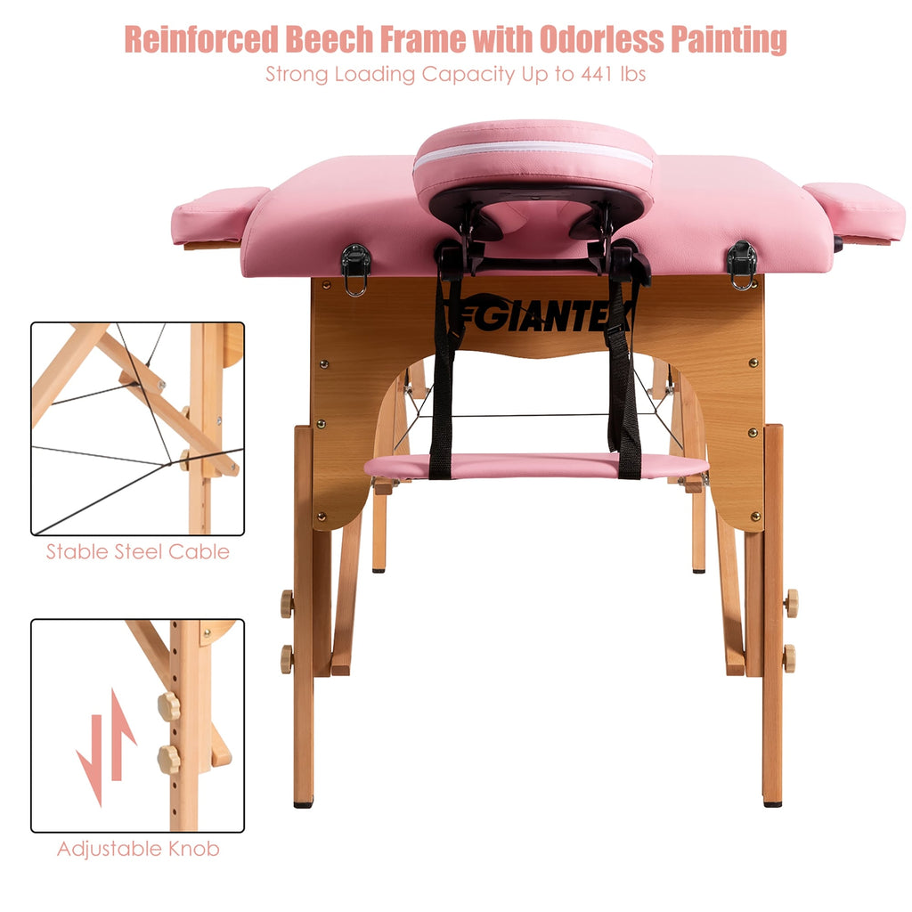 84''L Portable Massage Table Adjustable Facial Spa Bed Tattoo w/ Carry