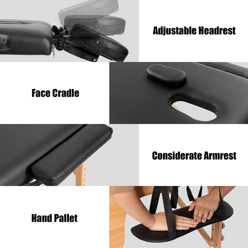 84''L Portable Massage Table Adjustable Facial Spa Bed Tattoo w/ Carry