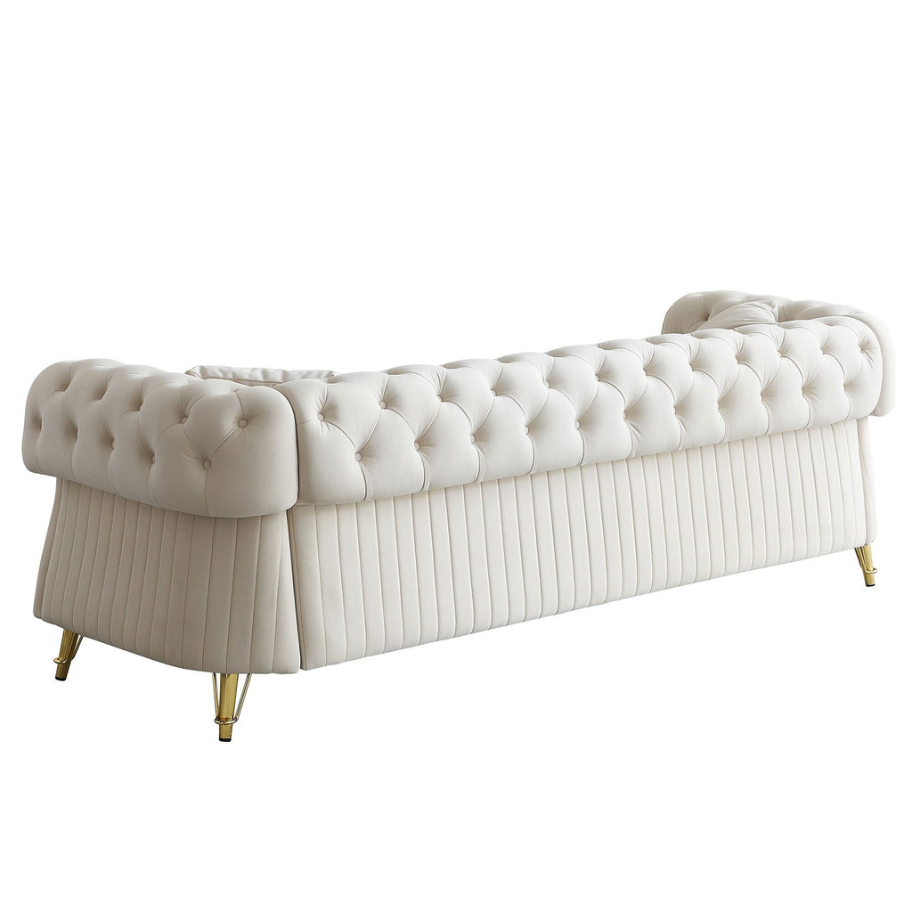 89 Velvet 3-Seater Sofa Sofa with Two Seat Cushions and Two Toss Pillows