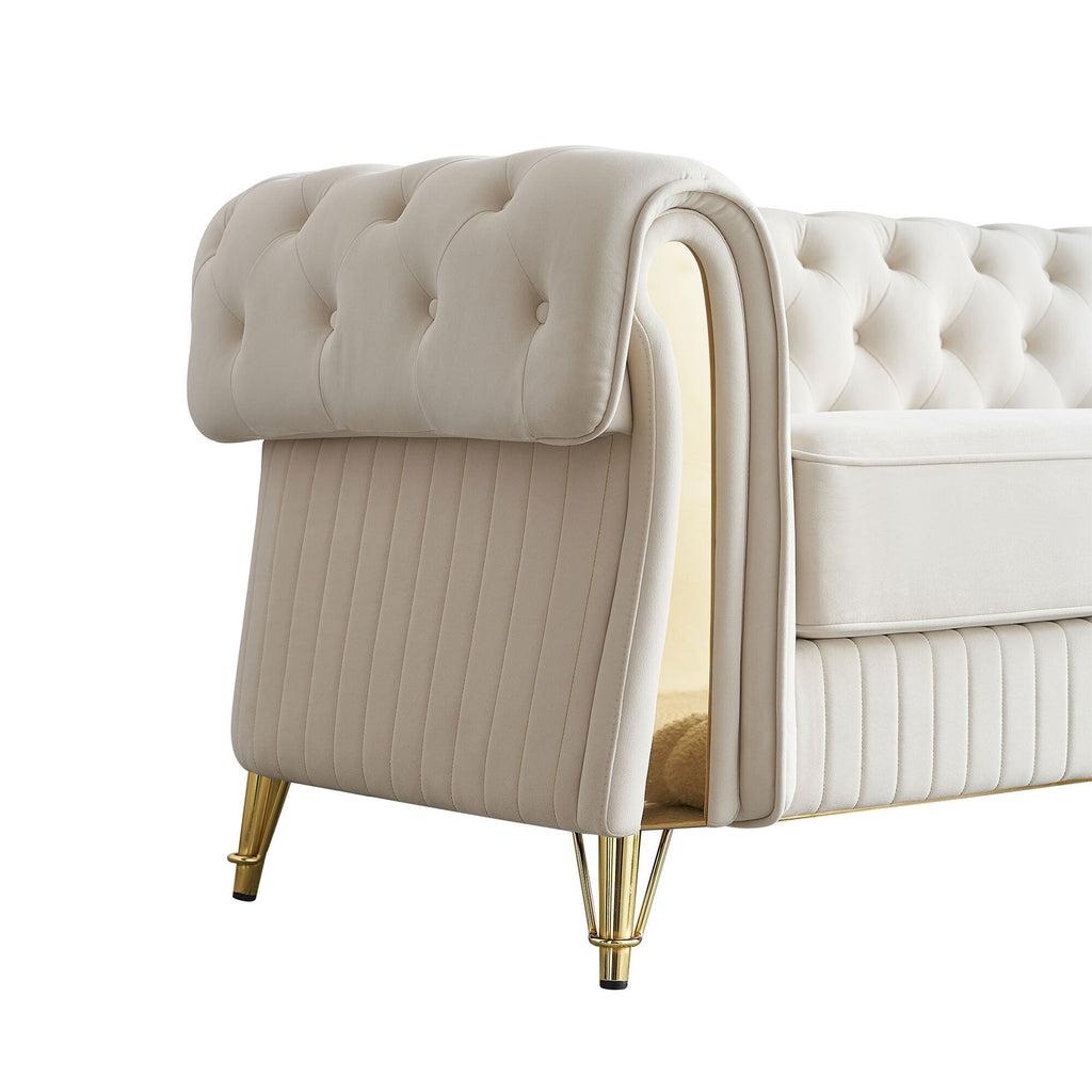 89 Velvet 3-Seater Sofa Sofa with Two Seat Cushions and Two Toss Pillows