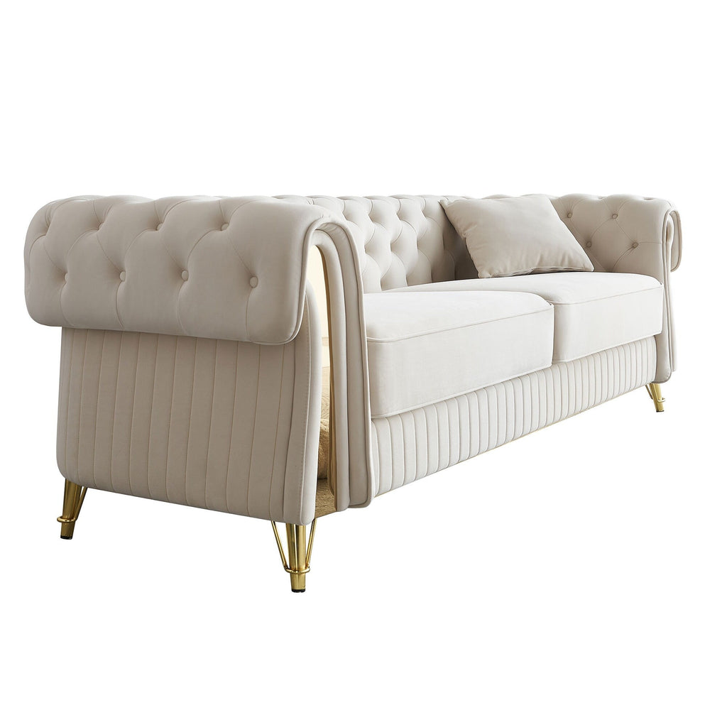 89 Velvet 3-Seater Sofa Sofa with Two Seat Cushions and Two Toss Pillows