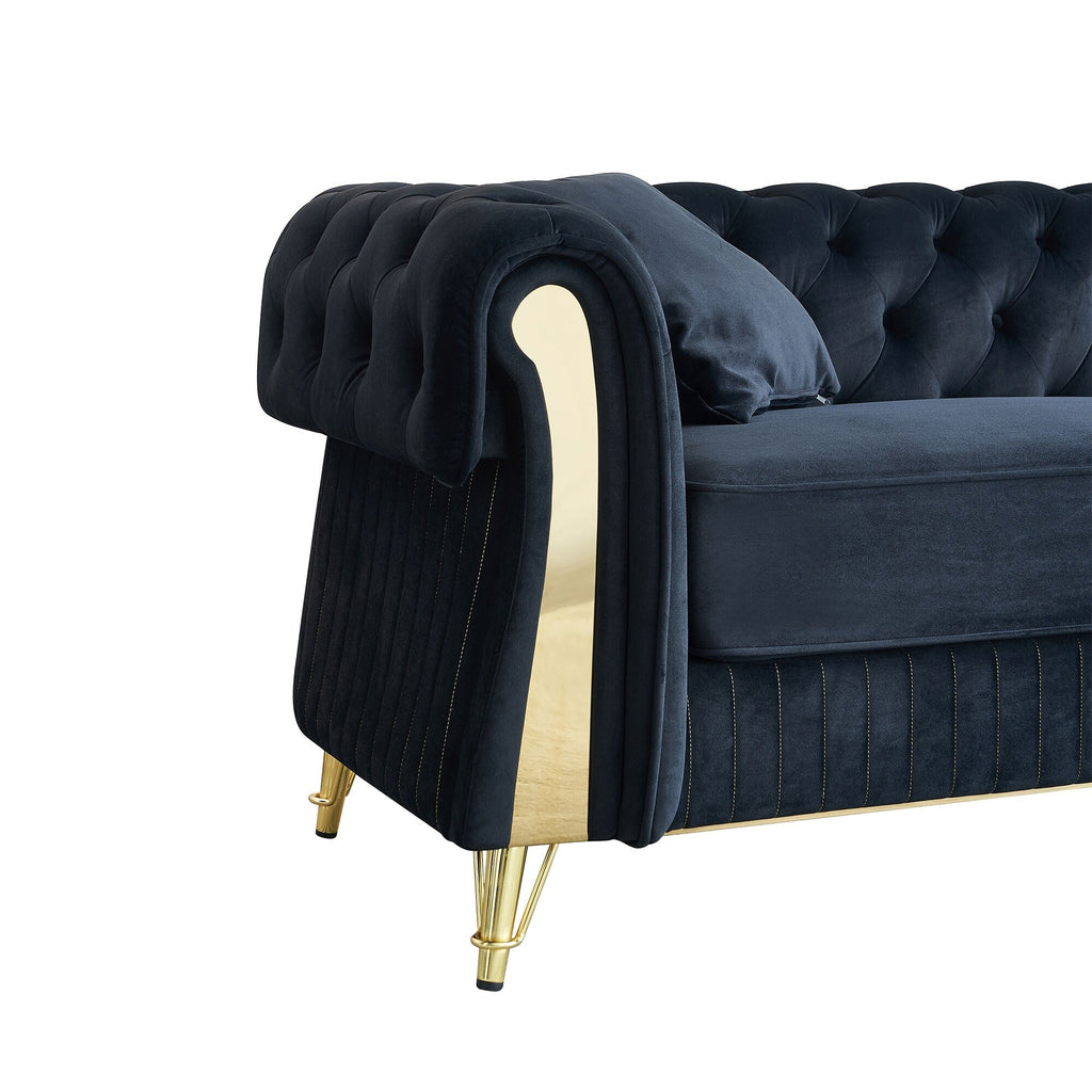89 Velvet 3-Seater Sofa Sofa with Two Seat Cushions and Two Toss Pillows