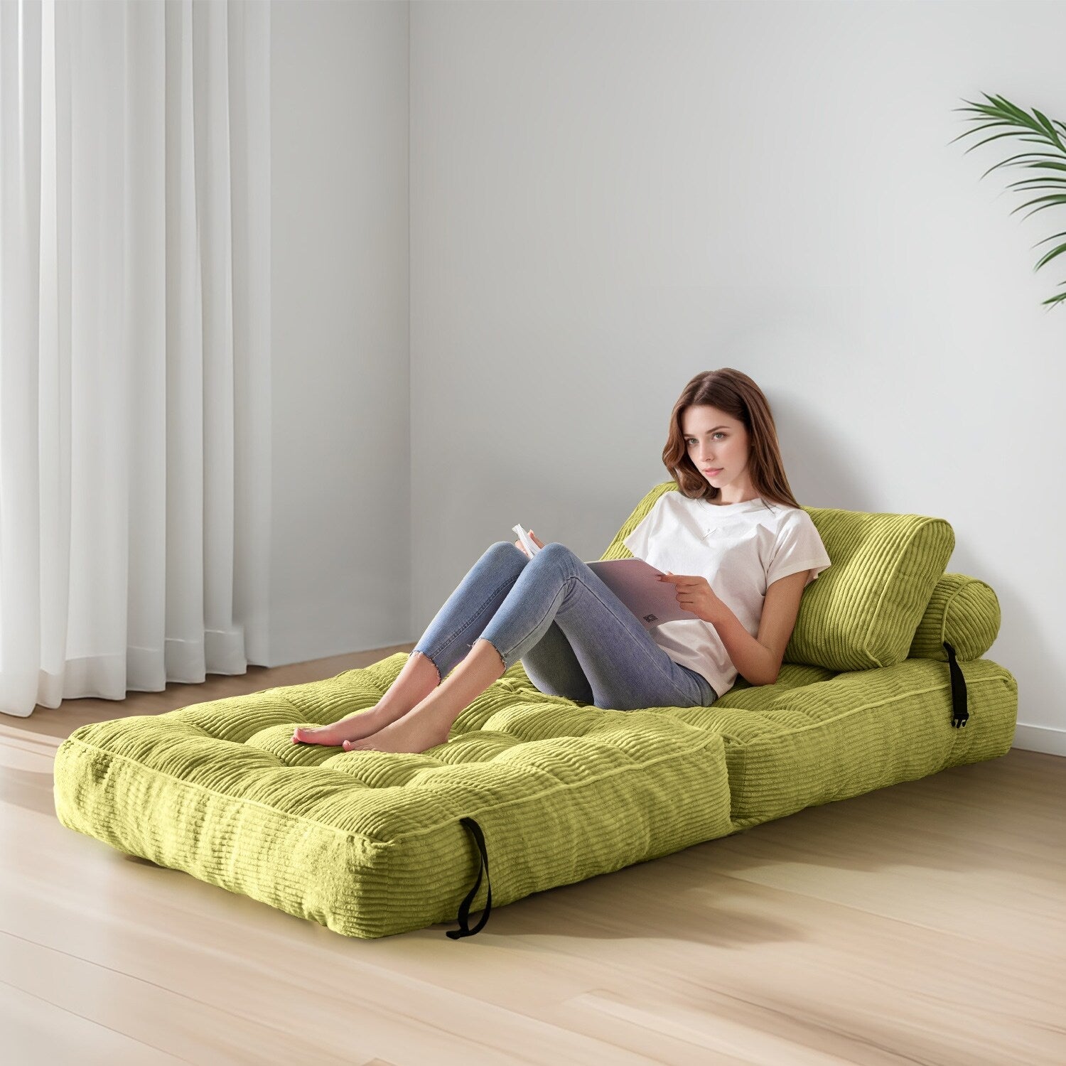 8 Corduroy Folding Couch Sofa Bed,Single