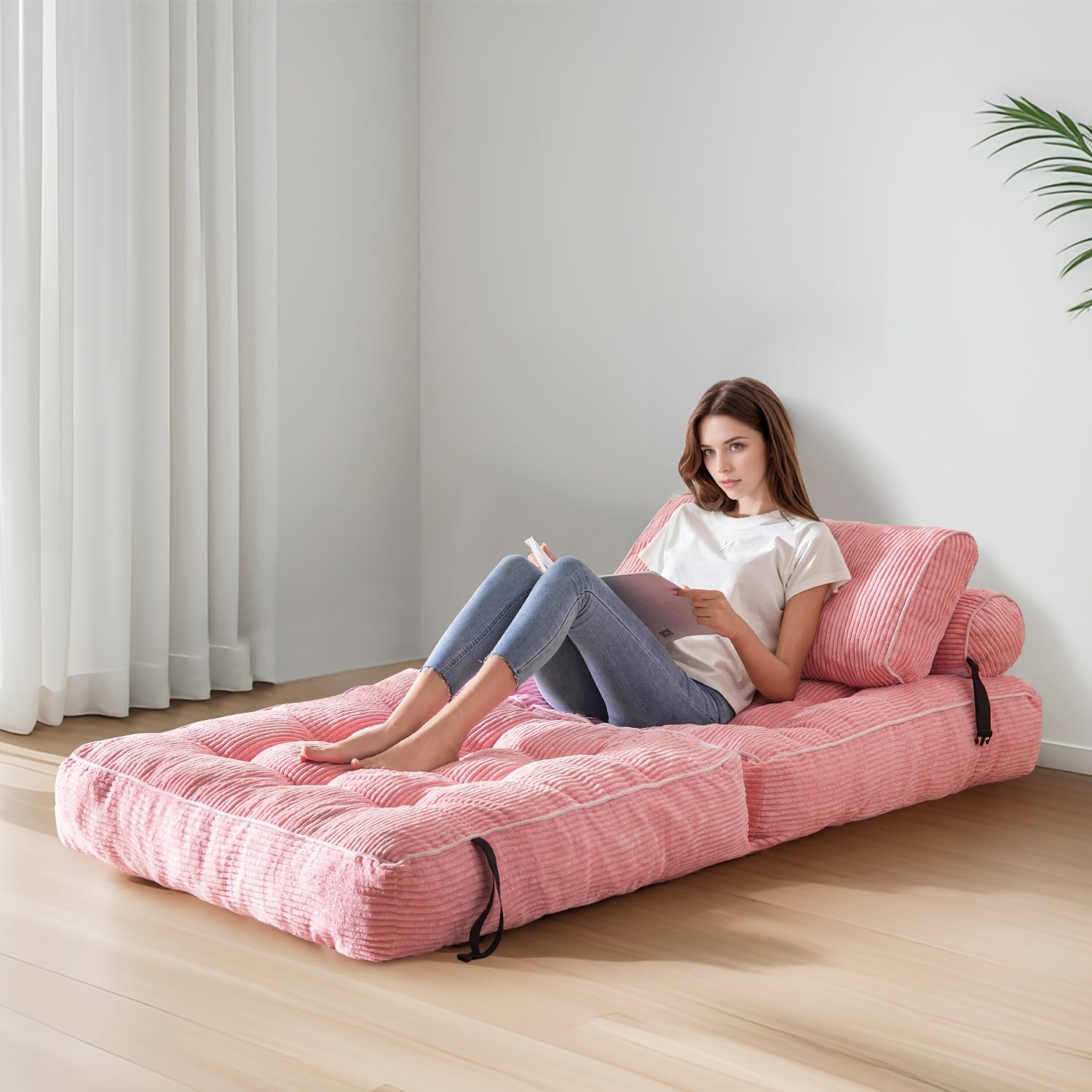 8 Corduroy Folding Couch Sofa Bed,Single