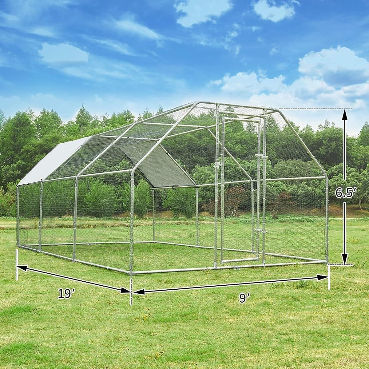 AECOJOY Large Metal Chicken Coop Run Walk-in Metal Chicken Cage