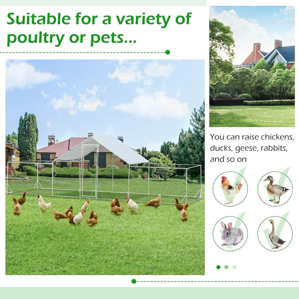 AECOJOY Large Metal Chicken Coop Run Walk-in Metal Chicken Cage