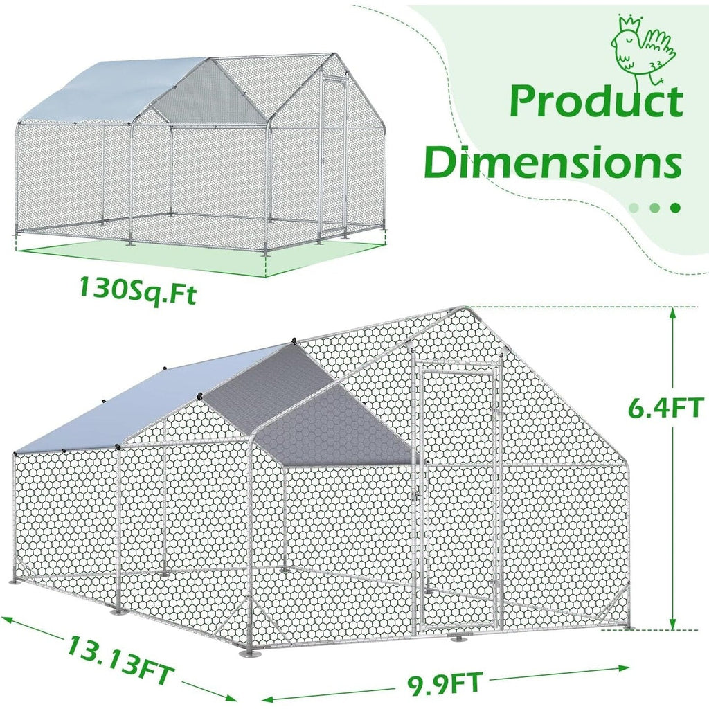 AECOJOY Large Metal Chicken Coop Run Walk-in Metal Chicken Cage